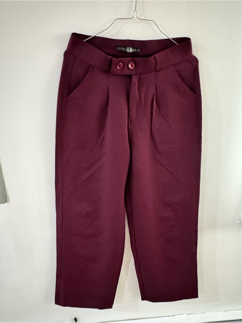 High-Waisted Burgundy Tapered Pants